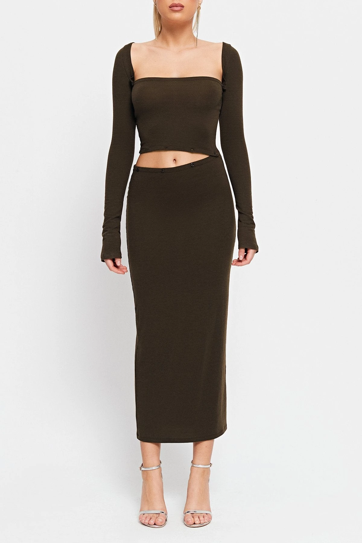 SOLADO Square Neck Cut Out Bodycon Midi Dress 6 SOLADO Square Neck Cut Out Bodycon Midi Dress - Image 6