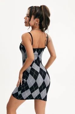 Alternative view of Solado Argyle Print Knitted Straps Mini Dress
