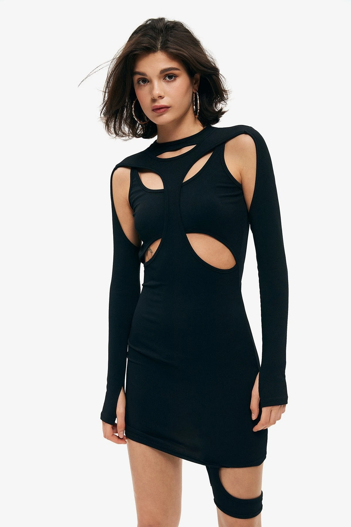 Solado 2 In 1 Cut Out Thumb Hole Long Sleeve Mini Dress 1 Solado 2 In 1 Cut Out Thumb Hole Long Sleeve Mini Dress