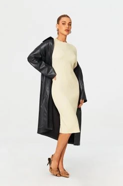 Alternative view of Solado Ribbed Knit Split Hem Bodycon Long Sleeve Midi Dress