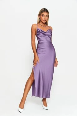 Alternative view of SOLADO Cowl Neck Split Hem Lace Up Open Back Maxi Dress