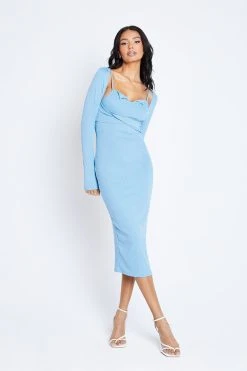 Solado 2 In 1 Cut Out Stripe Knitted Split Hem Maxi Dress