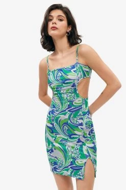 Alternative view of Solado Abstract Print Cut Out Split Hem Mini Dress