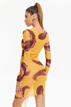 Alternative view of Solado Abstract Print Mesh Cut Out Tie Detail Mini Dress