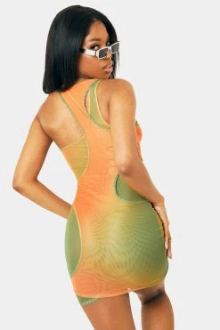 Alternative view of SOLADO 2 In 1 Mesh Gradient Sleeveless Bodycon Mini Dress