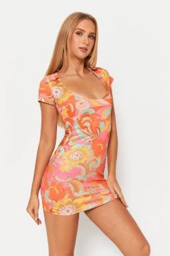 Alternative view of Solado U Neck Abstract Print Short Sleeve Mini Dress