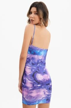 Alternative view of Solado Abstract Print Drawstring Ruched Backless Mini Dress