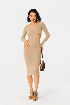 Solado Cut Out Open Back Bodycon Midi Dress With Camisole