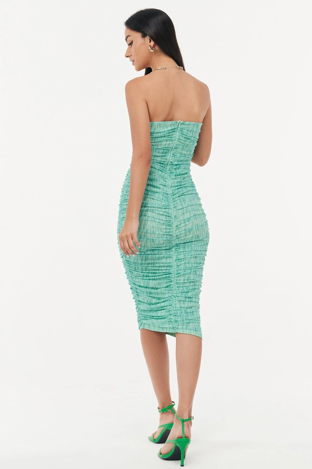 Solado Abstract Print Mesh Splicing Tube Midi Dress 4 Solado Abstract Print Mesh Splicing Tube Midi Dress - Image 4