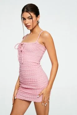 Alternative view of Solado Tie Front Texture Backless Bodycon Mini Dress