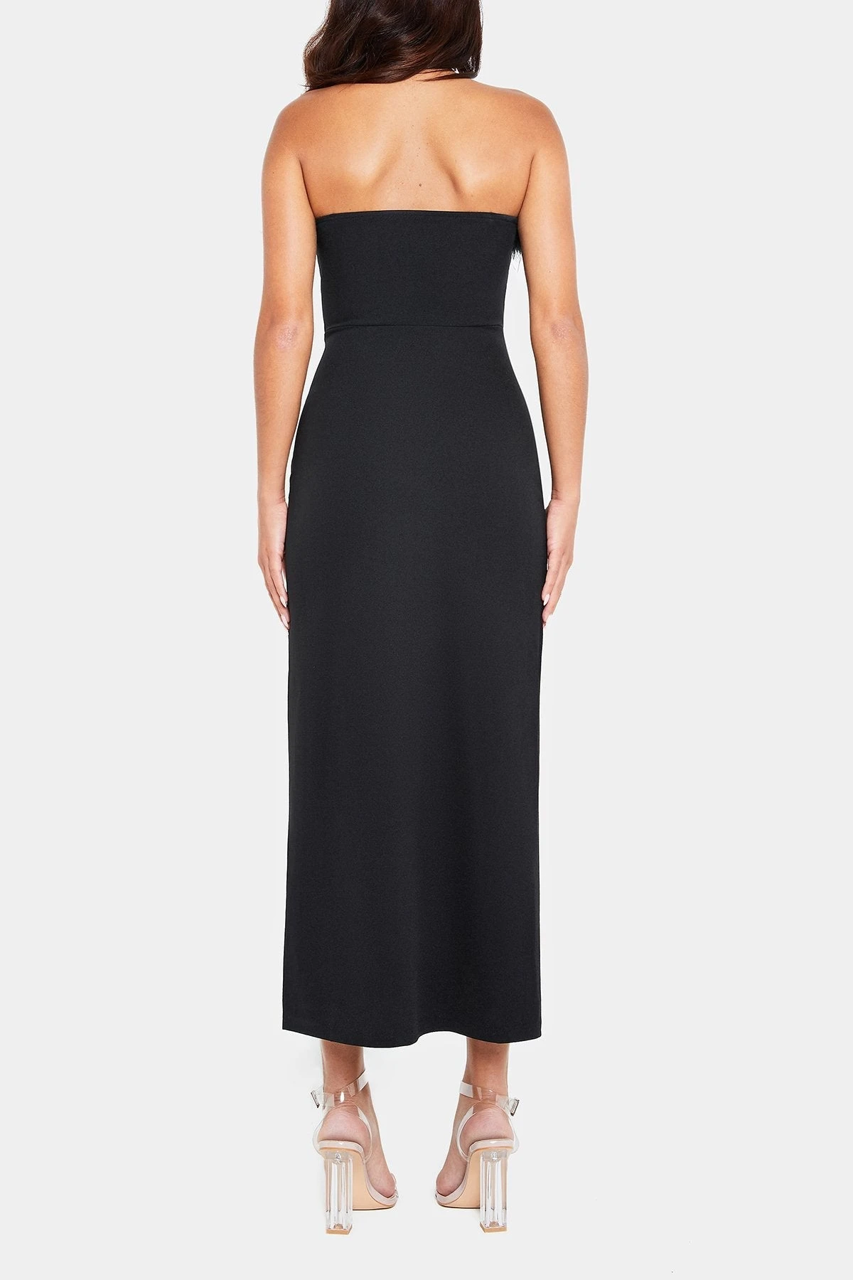 Solado Feather Trim Bodycon Solid Tube Maxi Dress 7 Solado Feather Trim Bodycon Solid Tube Maxi Dress - Image 7