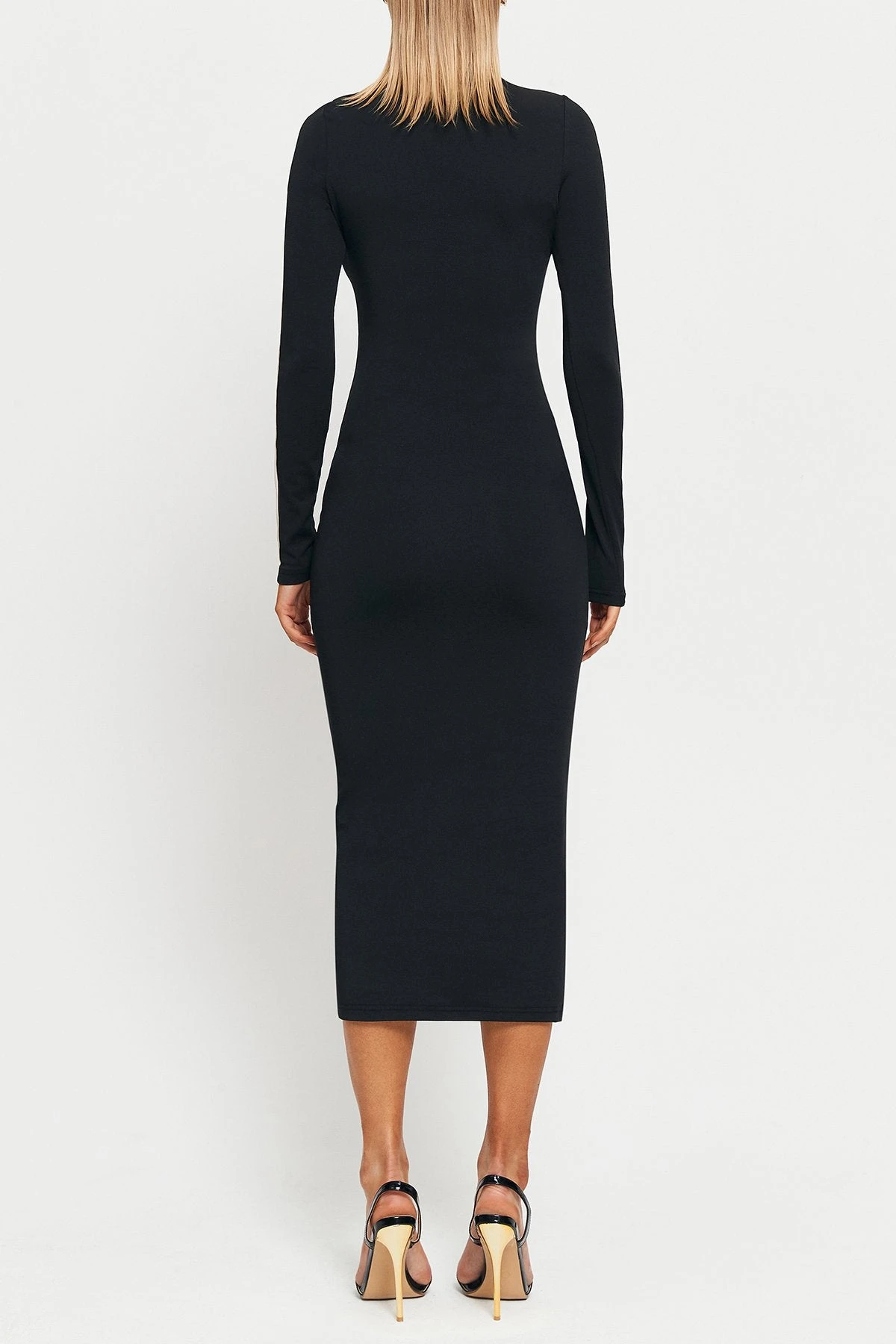 SOLADO Mock Neck Mesh Splicing Long Sleeve Midi Dress 7 SOLADO Mock Neck Mesh Splicing Long Sleeve Midi Dress - Image 7