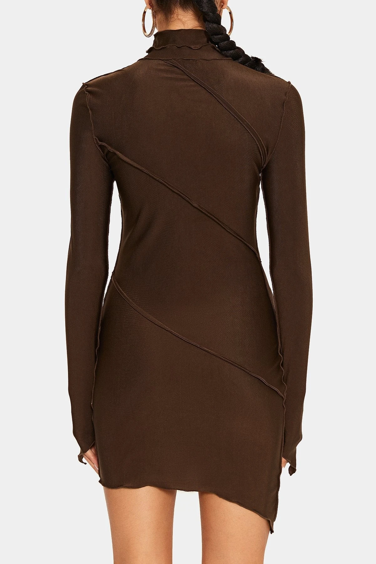 SOLADO Mock Neck Seam Detail Long Sleeve Mini Dress 8 SOLADO Mock Neck Seam Detail Long Sleeve Mini Dress - Image 8